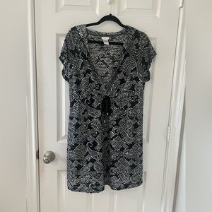 Black and white hooded swim cover up